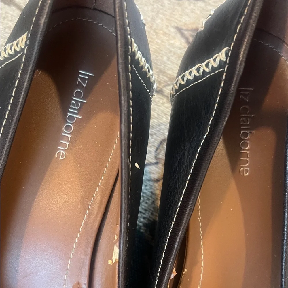 Liz Claiborne Black Heels with White Stitching